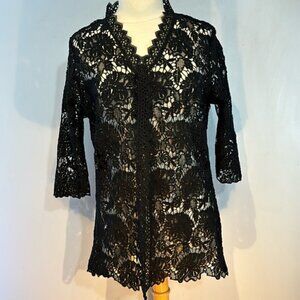 Beta’s Choice black crocheted dressy over jacket size large